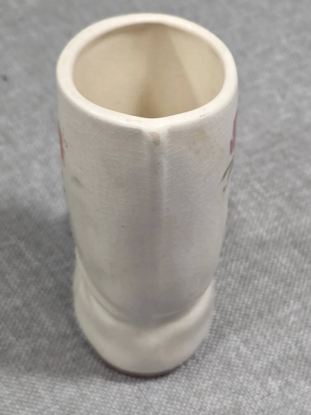 Vintage Ceramic Boot Vase Floral Crackle Glaze Cottagecore Decor